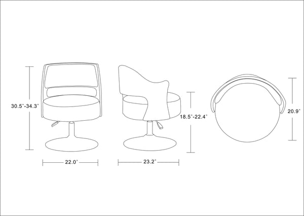 English Elm Salon Vegan Leather Swivel Lounge Chair White — Adjustable Height, Polished Chrome Base, Modern 2-Tone Design B365P397941