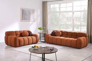 English Elm 64.98 Black Boucle Sofa Marshmallow 2-Seater Compact Modern Couch for Apartments Cozy Curves Durable Craftsmanship W1099S00130