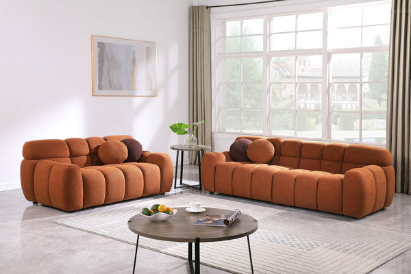 English Elm 64.98 Black Boucle Sofa Marshmallow 2-Seater Compact Modern Couch for Apartments Cozy Curves Durable Craftsmanship W1099S00130