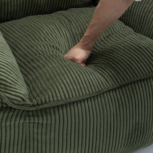 English Elm Giant Corduroy Bean Bag Sofa with Armrests Foam Filled Cozy Adult Lounge Chair Green W2200P442802