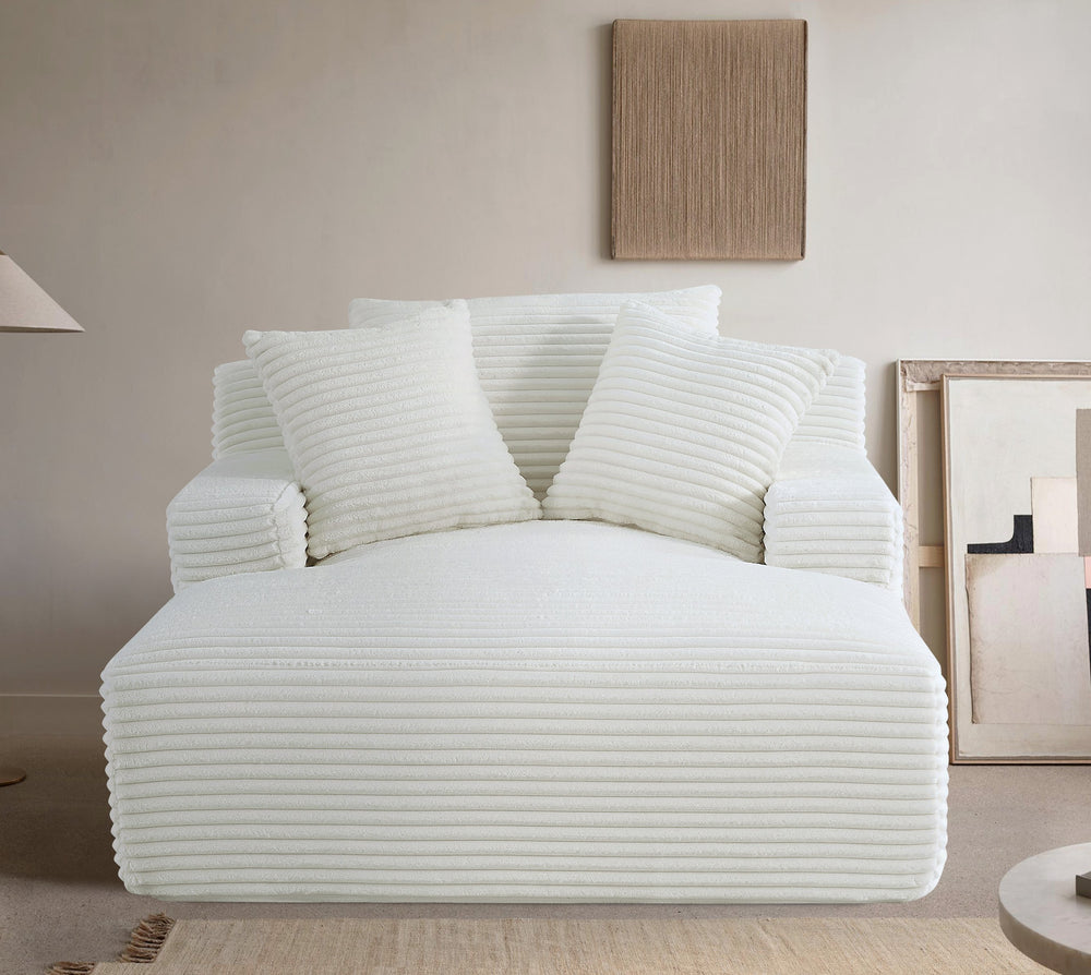 English Elm Cloudline Oversized Chaise Lounge Chair with Soft Corduroy Full Foam Cushioning, No Assembly Required Ivory B2735P271454