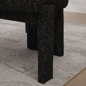 English Elm 22.05" Modern Upholstered Chenille Dining Chair Set of 2 with Rubberwood Legs, Armless Curved Back Elegant Seating Black+Grey W3189P351394