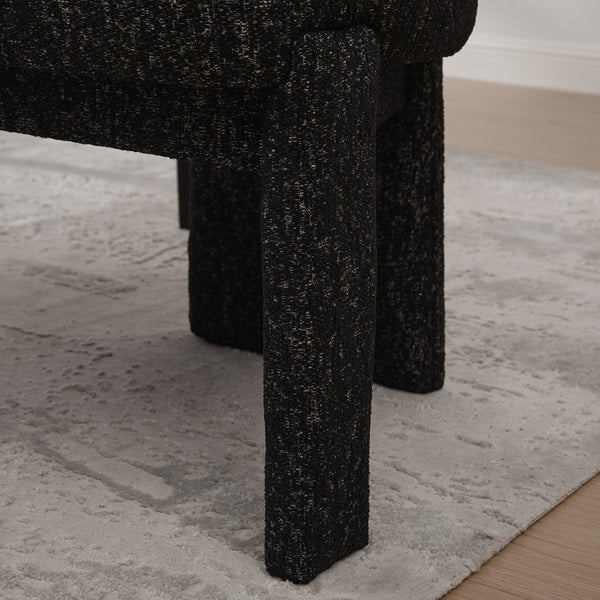 English Elm 22.05" Modern Upholstered Chenille Dining Chair Set of 2 with Rubberwood Legs, Armless Curved Back Elegant Seating Black+Grey W3189P351394