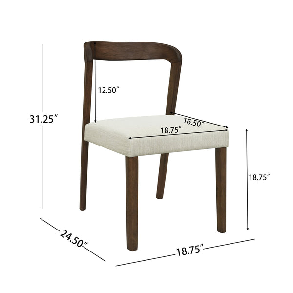 English Elm Christopher Knight Home® - Solid Rubber Wood Dining Chairs Set Of 2 - Walnut & Beige - Stylish Comfort For Modern Dining Spaces N771P292085T