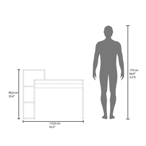 English Elm Computer desk with 3 shelves for home office organization, durable engineered wood, eco-friendly finish Beige 40.55 L x 43.3 W x 3.54 H B097P262377