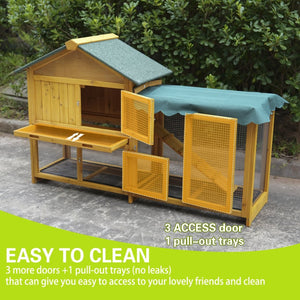 English Elm 45 Inch Solid Wood Outdoor Dog House with Elevated Floor and Waterproof Insulated Roof W1431P388037
