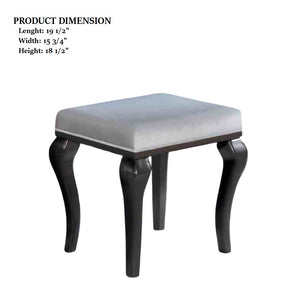 English Elm Glam Elegant Vanity Set with LED Mirror, Plush Stool, Ample Storage, Felt-Lined Drawers, Chic Finish Grey Mix 33 L x 41 W x 8 H B2741S00678