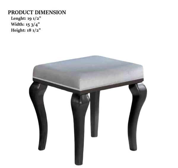 English Elm Glam Elegant Vanity Set with LED Mirror, Plush Stool, Ample Storage, Felt-Lined Drawers, Chic Finish Grey Mix 33 L x 41 W x 8 H B2741S00678