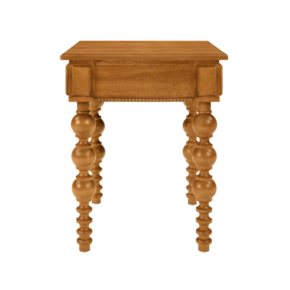 English Elm Solid Wood Mid-Century End Table with Drawer, Narrow Sofa Side Table, Easy No-Tool Assembly, Sturdy Natural W1202P317456