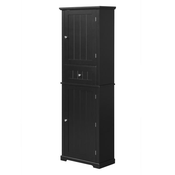 English Elm Tall Bathroom Storage Cabinet - Sleek Freestanding Organizer With Drawer & Adjustable Shelf, Black N725P206890B-GIGA