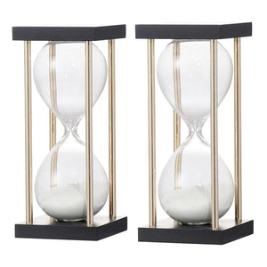 English Elm Set Of 2 Spellman Hourglasses - Elegant 15-Minute Timers With Black & Brass Frame For Home Decor W2078P278790-GIGA