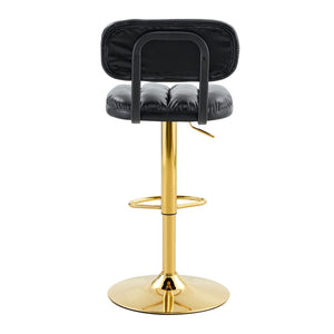 English Elm Set of 2 Adjustable Pu Leather Barstools with Chrome Base for Kitchen or Home Bar Black,Gold W3875P378577