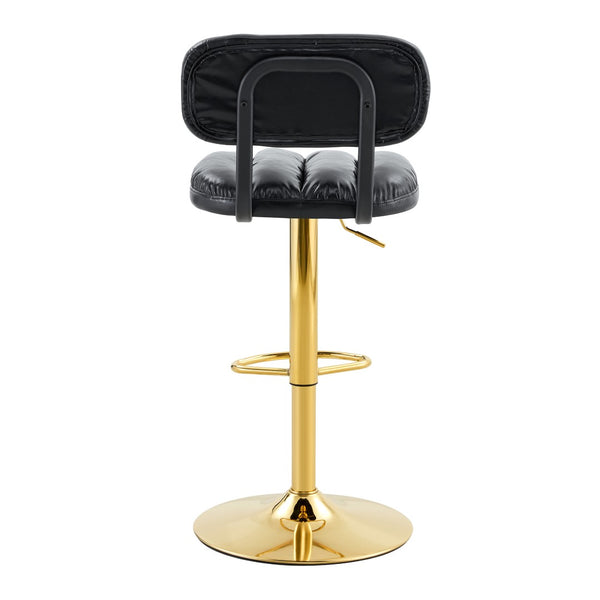 English Elm Set of 2 Adjustable Pu Leather Barstools with Chrome Base for Kitchen or Home Bar Black,Gold W3875P378577