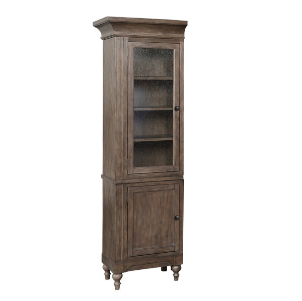 English Elm Middleton Tall Pier Cabinet Poplar Wood Seeded Glass Door Old World Storage Unit B108P468540