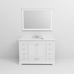 English Elm White Single Bath Vanity 48" W x 22" D with Cultured Marble Top, Chrome Faucet, Scratch-Resist Mirror B2731S01291