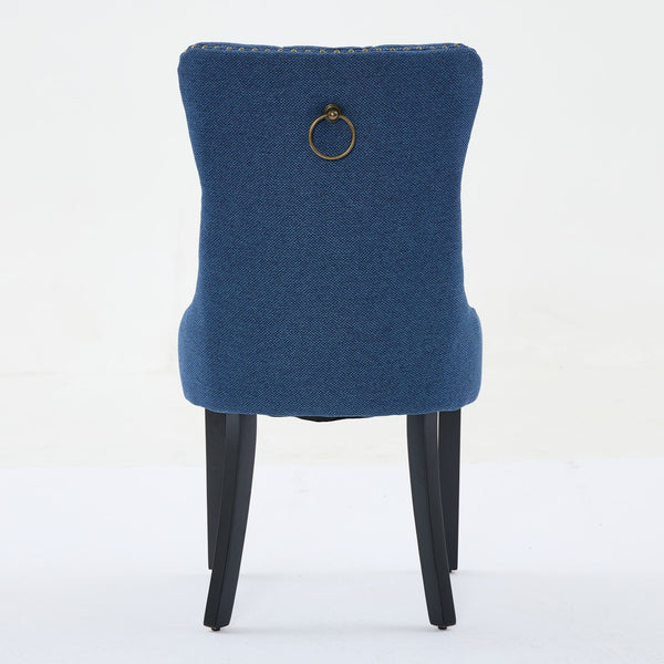 English Elm Nikki Modern Tufted Linen Dining Chair with Solid Wood Frame, High-Rebound Cushion, Nailhead Trim, 300 lb Capacity Blue W1143P233650