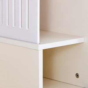 English Elm Modern Cream White TV Stand with Hidden Cat Litter Enclosure, Removable Sliding Door & Storage Elegance N843P254844C