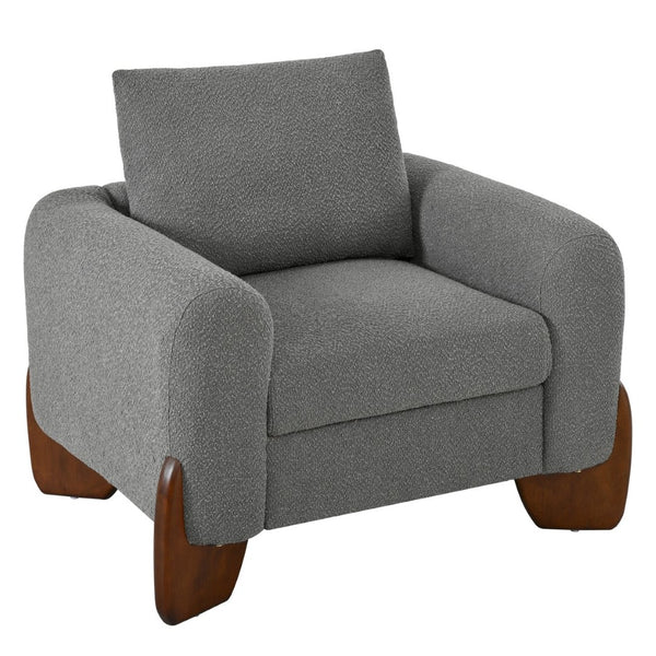 English Elm U_style Bouclé 3 Piece Living Room Sofa Set with Loveseat and Two Accent Armchairs Grey WY000479AAE