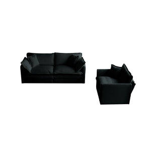 English Elm 2 Black Chenille 2-Piece Living Room Set — Modular 2+2 Sofa Pair, Solid Wood Frame, Plush Comfort Seating W714S00624