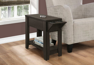 English Elm Accent Table Compact Side End with Drop-Down Cup Holder, Hidden Drawer & Shelf in Brown Laminate Finish Espresso 28 L x 16 W x 8 H B2710P219219