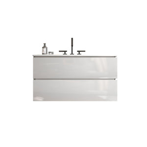 English Elm Tia 36" Glossy White Wall-Mounted Bathroom Vanity With Spacious Storage & Integrated Ceramic Sink W1865S00076-GIGA