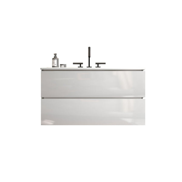 English Elm Tia 36" Glossy White Wall-Mounted Bathroom Vanity With Spacious Storage & Integrated Ceramic Sink W1865S00076-GIGA
