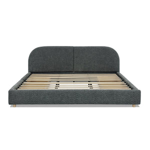 English Elm King Upholstered Storage Bed Curved Headboard Circle Yarn Fabric Modern Minimalist Frame Dark Gray W487S00470