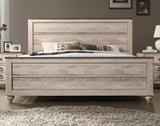 English Elm Imerland Contemporary White Wash Finish Bedroom Set, King Bed, Dresser, Mirror, Nightstand and Chest