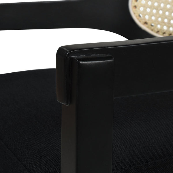 English Elm Jennifer Taylor Home - Americana Mid-Century Modern Cane Back Counter Stool - Elegant Jet Black Woven Design For Dining Spaces B2719P238382
