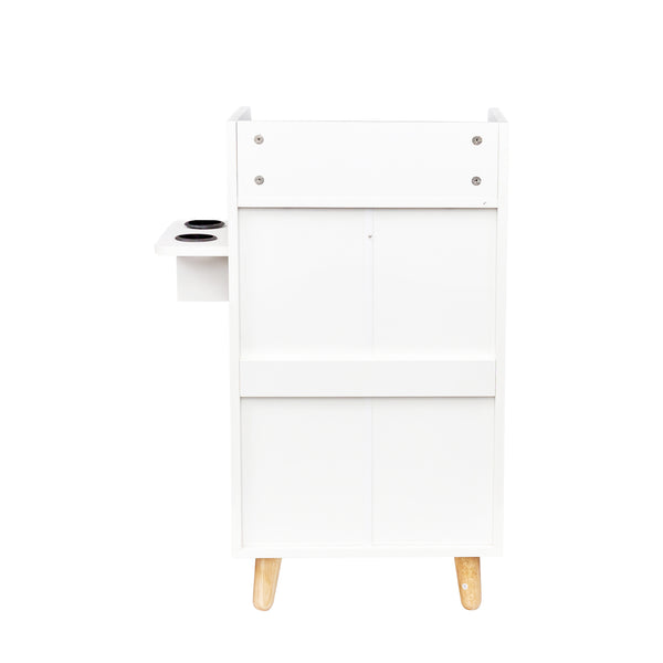 English Elm 4 Salon Storage Cabinet with 4 Drawers, 2 Hair Dryer Holders, Raised Legs — Compact Styling Station Organizer for Salon & Home W331P248070