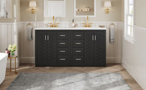 English Elm 60'' Bathroom Vanity Set With Elegant Ceramic Sink, Solid Wood Frame, Ample Storage & Soft-Close Doors N710SS00002B