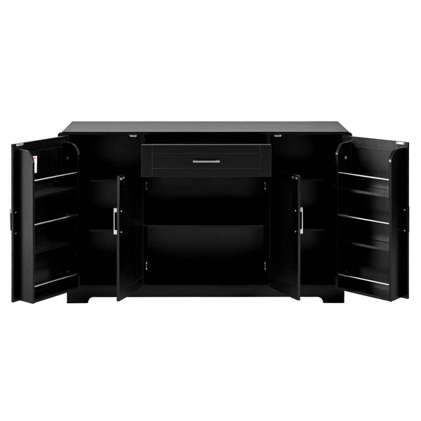 English Elm U_style Contemporary Buffet Cabinet Melamine Mdf Dining Room Storage with Adjustable Shelves Black N711P437643B