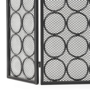 English Elm Christopher Knight Home® - FIRE Three-Panel Iron Firescreen Black Silver — Foldable Mesh Spark Guard with Chic Circular Pattern, 30" H 65179.00BLKSILV