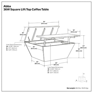 English Elm Abba Solid Mango Wood Lift Top Coffee Table with Dual Hidden Storage Compartments White B136P429096