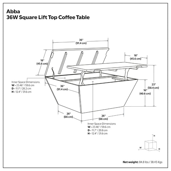 English Elm Abba Solid Mango Wood Lift Top Coffee Table with Dual Hidden Storage Compartments White B136P429096