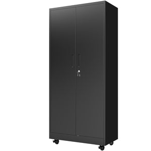 English Elm Metal Rolling Garage Cabinet with Pegboard Door Drawer Locking Storage and Adjustable Shelves T2398P465999