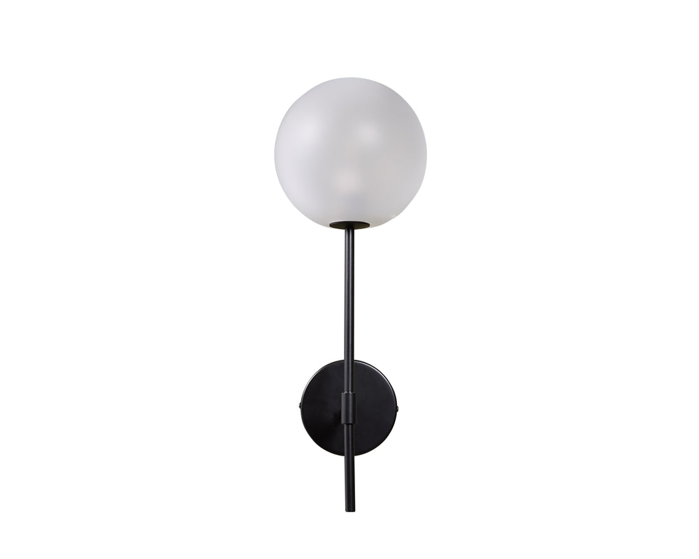 Sunpan Izora Sconce - Modern Wall Light Fixture with Stylish Frosted Glass Shade and Durable Metal Frame Black / Frosted