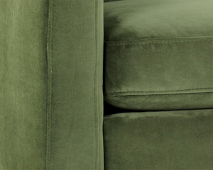Sunpan YOSI Armchair - Luxurious Channel-Tufted Velvet in Moss Green for Mid-Century Modern Living Spaces 103689
