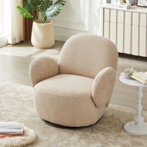 English Elm Accent Cloud Chair with 360° Swivel, Plush Fabric Upholstery, Space-Saving Design, Holds 260 lbs Beige W820S00069