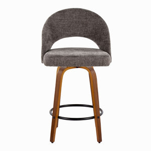 English Elm Fixed-height Swivel Counterstools Faux Leather Padded Seat Chrome Footrest Set of 2 B202S01843