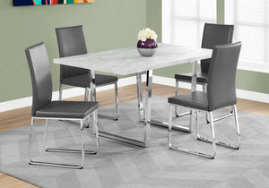 English Elm Dining Table - 60" Rectangular Grey Laminate With Chrome Legs - Modern Design For Kitchen & Dining Spaces B2710P286989