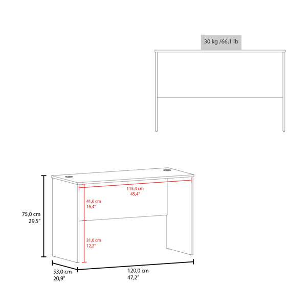 English Elm Malibu 47" Wide Modern White Desk - Versatile Computer, Study & Dining Table For Home & Office Spaces B200P253734