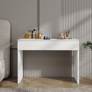 English Elm Modern Two-Drawer Dressing Table with Storage Shelves, MDF Construction, Multiroom Vanity Desk W2565P254277