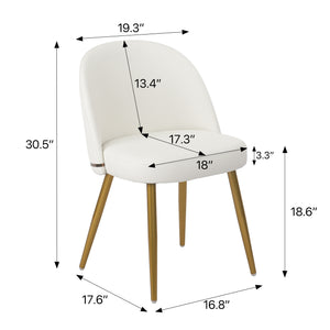 English Elm Hengming Stylish Pu Dining Chairs Set Of 2 With Metal Legs, Gold Accents For Modern Homes & Comfort W212P180126