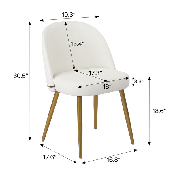 English Elm Hengming Stylish Pu Dining Chairs Set Of 2 With Metal Legs, Gold Accents For Modern Homes & Comfort W212P180126