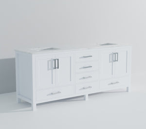 English Elm White Double Bath Vanity With Luxurious Carrara Marble Top - Elegant Storage & Soft-Close Design B2731P258965-GIGA