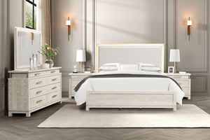 English Elm Transitional Marble Top Nightstand Weathered Gray Finish with Three Felt Lined Drawers B2741P431081
