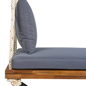 English Elm TOPMAX Acacia Wood Patio Swing Chair with Cushion & Pillows, 63" Comfortable Seat, 400lb Capacity Natural N717P210136N