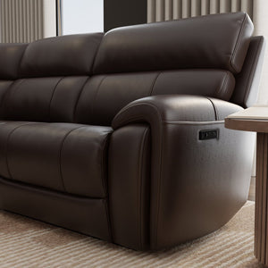 English Elm 6-Piece Performance Fabric Power Reclining Sectional with USB Charging, Hidden Console, Cup Holders Dark Brown B339S00001