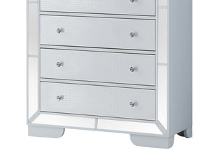 English Elm Sleek White Contemporary Storage Chest 58"H x 32"W x 21"D - Silver Champagne Finish, No Setup Needed B078108444